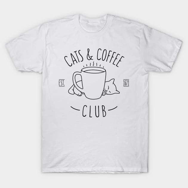 Cats and Coffee club T-Shirt by Bomdesignz